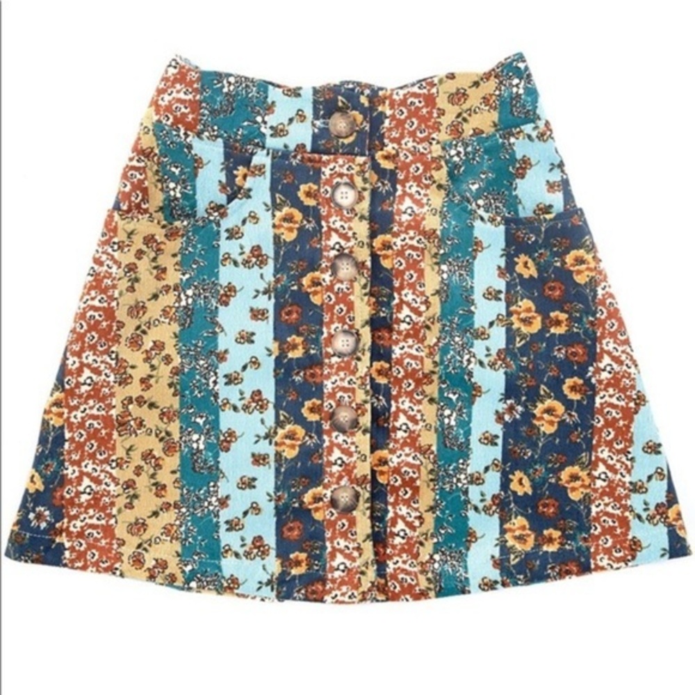 In Girl  7-8 Patchwork Floral A-Line Skirt
